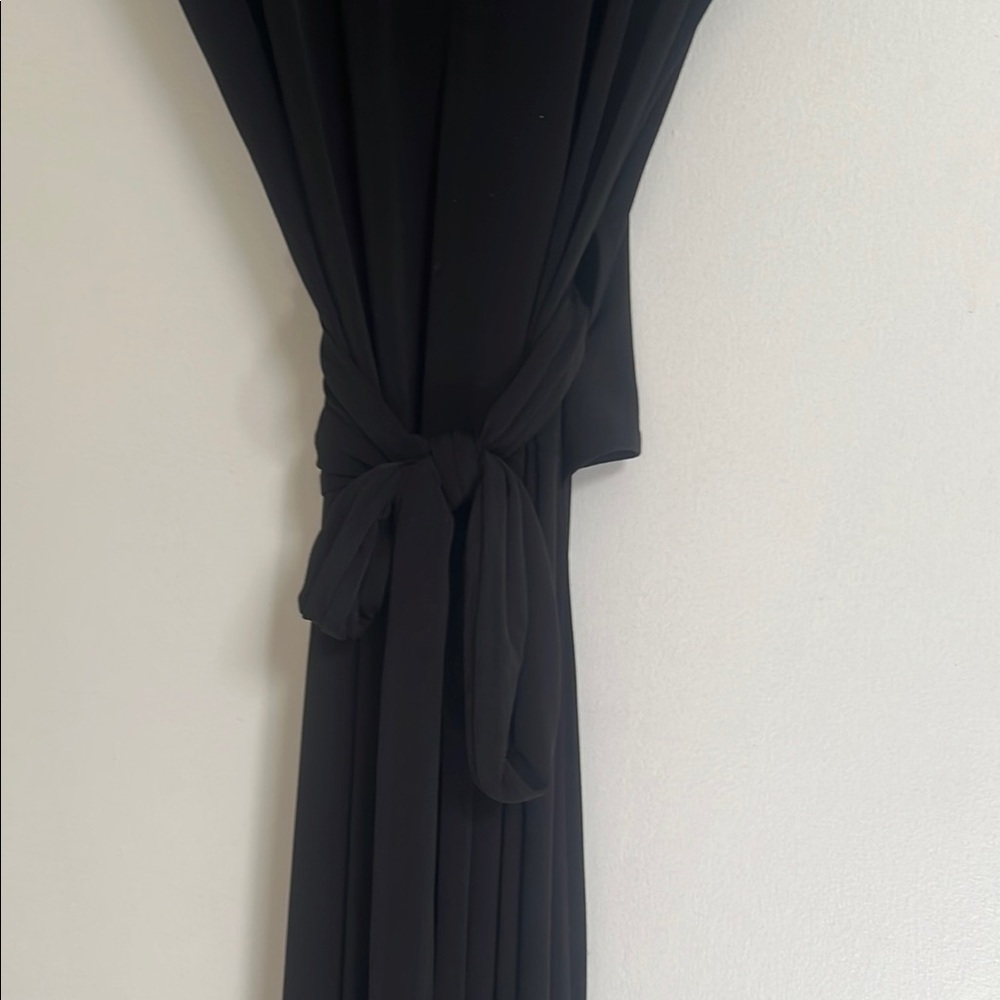 Michael Kors Black A-line V-neck High-Low Tie Waist Maxi Dress 8 - Picture 8 of 8